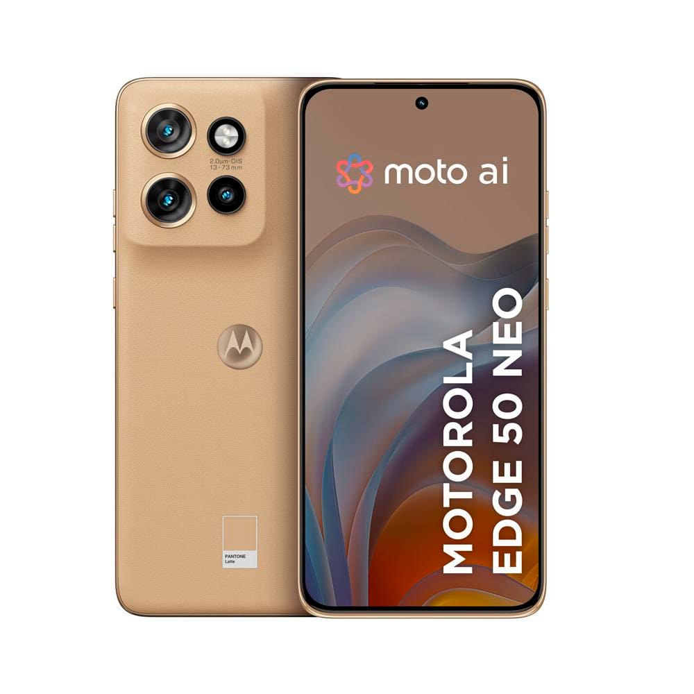 Smartphone Motorola Edge 50 Neo 5G Latte Vegan Leather, Processador Dimensity 7300, 256GB, 8GB + 8GB RAM Boost, Câmera 50MP, Moto AI e Tela 6,4"