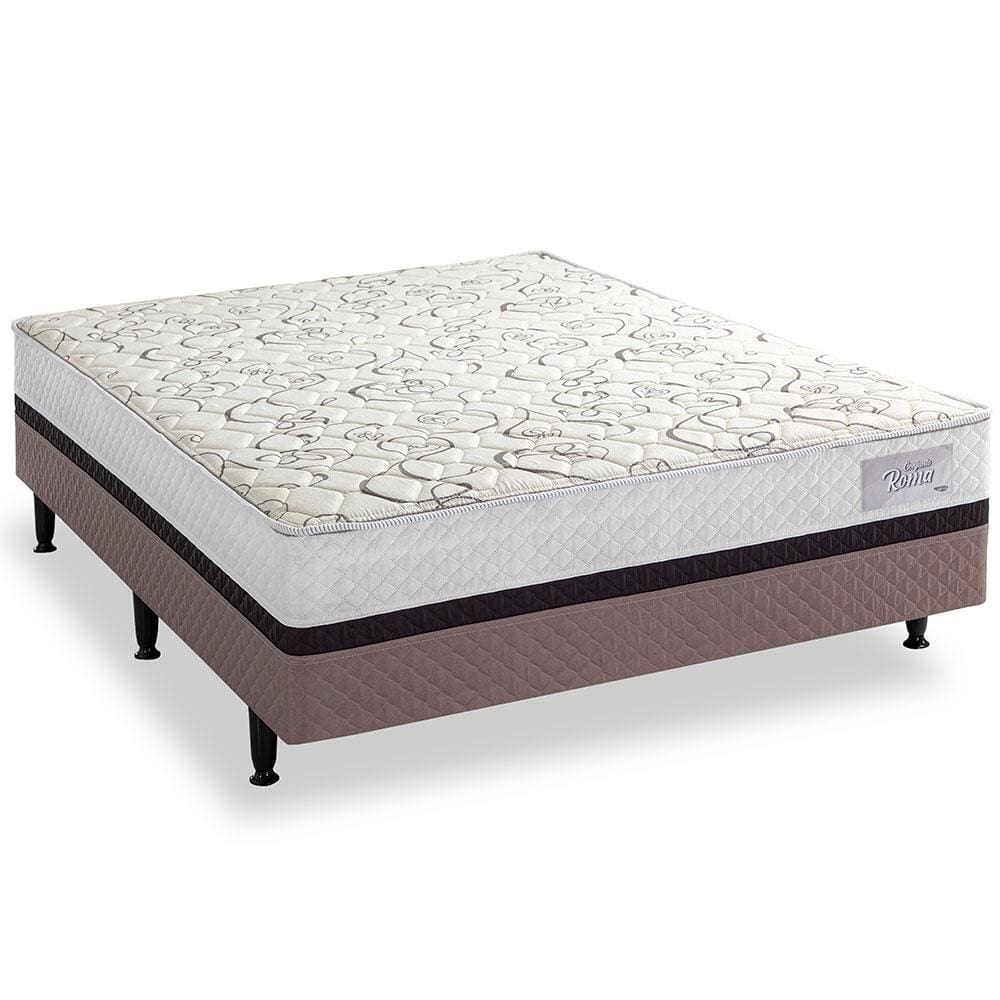 Cama Box Conjugada Casal Herval Roma Ortopédico com Pillow Top, Espuma D60 e Tecido Poliéster 53x138x188cm