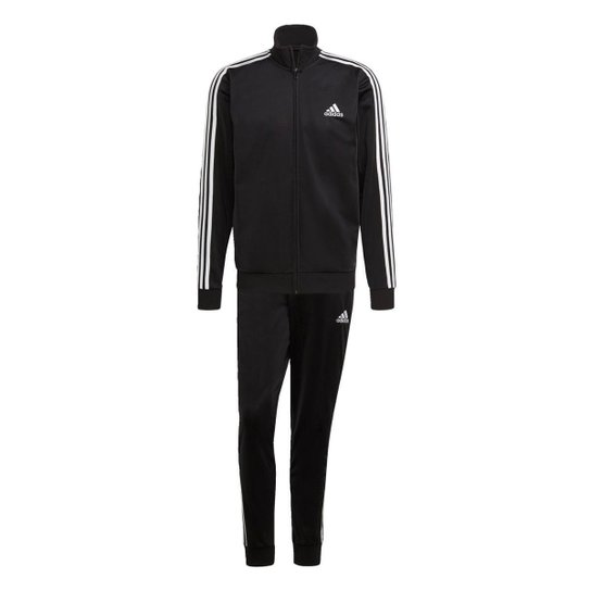 Agasalho Primegreen Essentials 3-Stripes Adidas - Preto+Branco