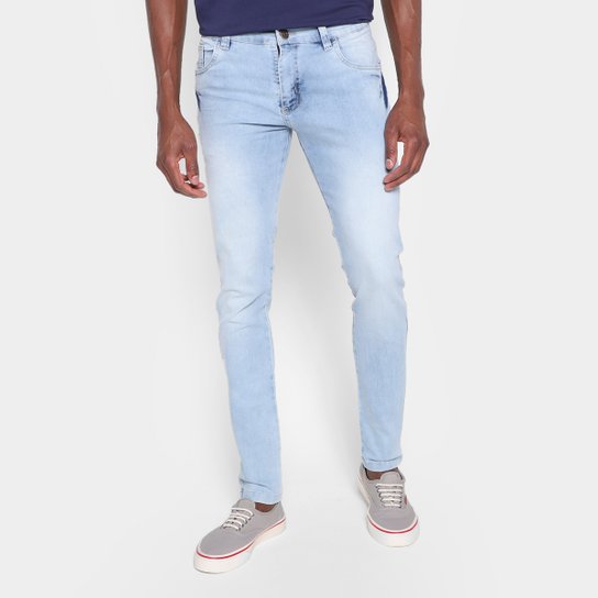 Calça Jeans Skinny Moda Vip Estonada Masculina - Azul