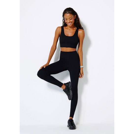 Calça Legging Hering Esportiva Sem Costura Feminina - Preto