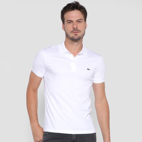 Camisa Polo Lacoste Regular Fit Algodão Leve Masculina - Branco