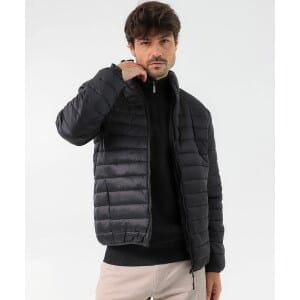 Jaqueta Masculina Casaco Nylon Puffer Preta Com Capuz Touca
