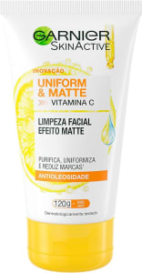 Limpeza Facial Garnier Uniform & Matte Vitamina C Antioleosidade, 120g