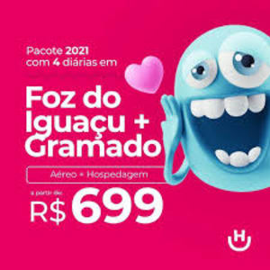 Pacote Foz do Iguaçu + Gramado - 2021 Aéreo + Hotel c/ Café da Manhã + Opção de Transfer