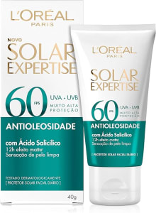 L'Oréal Paris Protetor Solar Facial Antioleosidade FPS60 Solar Expertise Effeito Matte, 40g