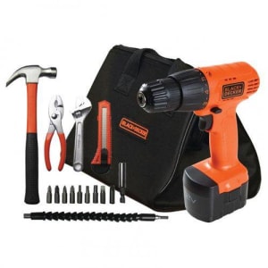  Parafusadeira/Furadeira 12V com 15 Peças e Bolsa, Black+Decker 