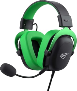 Headphone Fone de Ouvido Havit HV-H2002d Green, Gamer, com Microfone, Falante 53mm, Plug 3, 5mm: compatível com XBOX ONE e PS4 (Verde)