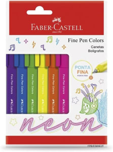 Faber-Castell FINE PEN COLORS - 6 CORES NEON, Modelo:FPB/ES6NEZF