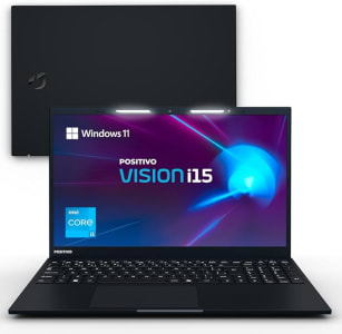 Notebook Positivo Vision i15 Lumina Bar Core i3-N300 8GB 256GB SSD, Tela 15 polegadas Full HD Antirreflexo Windows 11 Home - Preto