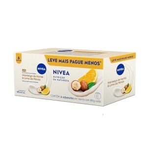 Nivea Sabonete Vegetal Nutrição Da Natureza Manteiga De Karité & Lima Da Pérsia 80g (6 Un.), Limpeza Delicada, Banho, Pele Macia E Hidratada, Fór