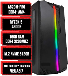 PC GAMER LIDER RYZEN 5 4600G 16GB DDR4 NVME 512GB AMD RADEON GRAPHICS VEGAS 7