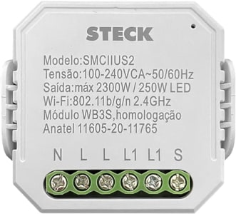 Módulo de Interruptor Interno Mini Steck SMCIIUS2 4x2 compatível com Alexa