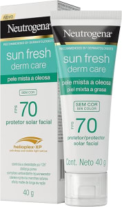 Neutrogena Sun Fresh Protetor Solar Facial Para Pele Oleosa Derm Care Sem Cor FPS 70, 40g