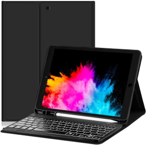 Capa Novo iPad 7a e 8a Geração 10.2″ WB com Teclado e Compart para Pencil Preta