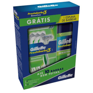 Kit Aparelho de Barbear Gillette Prestobarba3 Sensecare c/4 Unidades - Grátis Mini Espuma