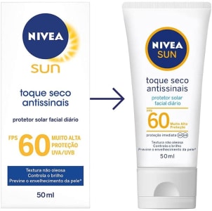 Protetor Solar Facial NIVEA SUN Toque Seco Antissinais FPS60 50ml, Nivea