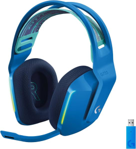 Headset Gamer Sem Fio Logitech G733 7.1 Dolby Surround com Tecnologia Blue VO!CE, RGB LIGHTSYNC, Drivers de Áudio Avançados e Bateria Recarregável para PC e PlayStation - Azul