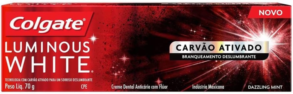 Creme Dental Colgate Luminous White Carvão Ativado 70g