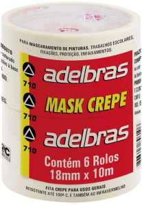 Fita Crepe, Adelbras 0669000002, Multicor, Pacote de 6