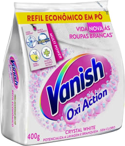 Vanish Tira Manchas Em Pó Crystal White Oxi Action 400G Para Roupas Brancas Refil Econômico