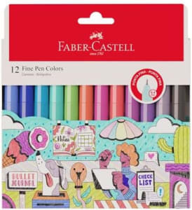 Caneta Ponta Fina, Faber-Castell, Fine Pen Colors, 12 Cores