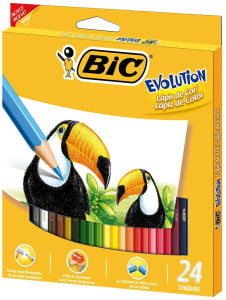 Lápis de Cor Sextavado, BIC, Evolution, 902638, 24 Cores