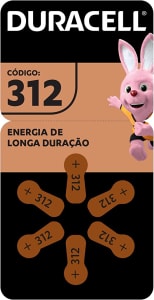 Pilha Auditiva nº 312 Duracell com 6 Unidades