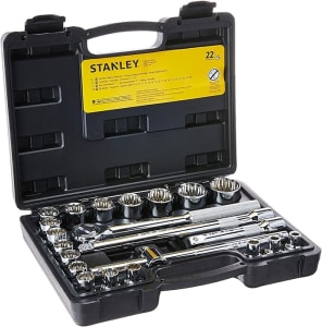 Stanley Kit de Ferramentas, Jogo de Soquetes Estriados com 22 Peças, Ferramentas de Qualidade para Todas as Tarefas, Volume Completo, Modelo STMT81242840