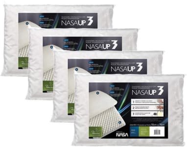 Kit 4 Pçs Travesseiro Nasa Up 3 P/fronhas 50x70 Cm - Fibrasca, Branco