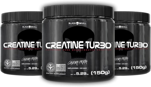 Kit 3X Creatine Turbo Suplemento Alimentar Black Skull 150g Caveira Preta Creatina Monohidratada