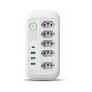 Extensão Elétrica Tomadas Usb Type-c Bivolt Filtro De Linha Branco Jxb95+3+1