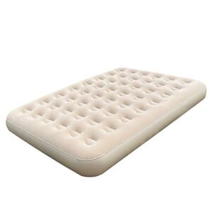Colchão Inflável Casal - Colchão de Ar para Camping, Casa e Visitas - 186x150x22cm - Estrutura Honeycomb Reforçada (Bege)