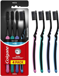 Escova Dental Colgate Slim Soft Carvão 4 Unidades Preto