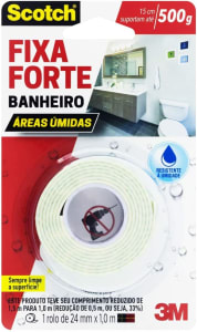 Fita Dupla Face 3M Scotch Fixa Forte Banheiro - 24 mm x 1 m