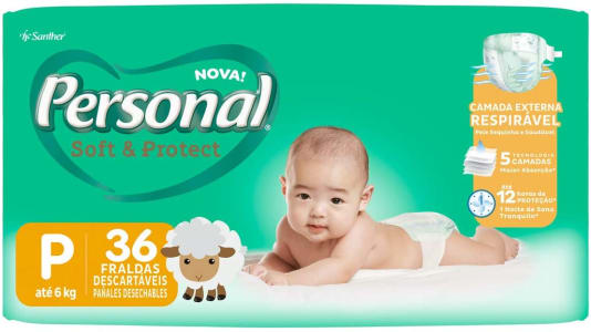 2 Pacotes - Fralda Soft and Protect Personal P - 36 Unidades