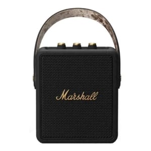 Alto-falante Marshall Stockwell II portátil com bluetooth impermeável preto e latão