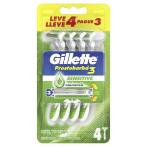 Aparelho de Barbear Gillette Prestobarba3 Sensitive 4 Unidades - Magazine Ofertaesperta