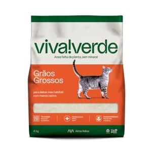 Viva Verde Areia Higiênica Biodegradável para Gatos Grãos Grossos 4kg