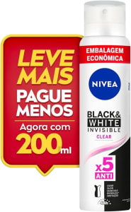10 Unidades — Desodorante Nivea Antitranspirante Aerossol Invisible Black & White Clear - 200ml
