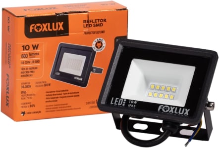 Refletor LED 10W 6500K Preto Bivolt Fx