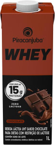 Whey Zero Lactose Sabor Chocolate Piracanjuba 15g de proteína 1 Litro