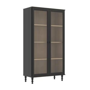 Cristaleira Estante Para Livros Ditália 2 Portas Vidro E-957 Cor:preto
