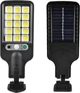 Luminária Solar Led Refletor 180 144 Smd Sensor presença fotocélula com Controle área externa Parede quintal (180)