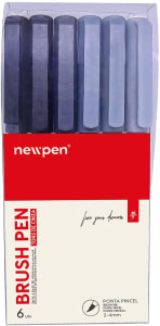 Caneta Ponta Pincel, Newpen, Brush Pen, Tons De Cinza, 6 Cores24,90