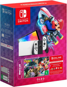 Bundle Nintendo Switch OLED com Mario Kart 8 + 3 Meses de Assinatura Nintendo Switch Online