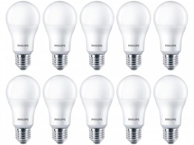 Kit Lâmpadas LED 10 Unidades Branca E27 11W - 6500K Philips Bulbo