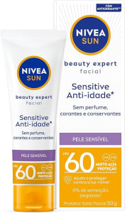 NIVEA SUN Protetor Solar Facial Beauty Expert Sensitive FPS 60 50g