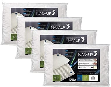 kit 4 pçs travesseiro nasa up 3 p/fronhas 50x70 cm - Fibrasca, Branco