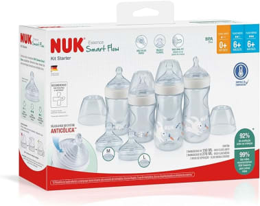 NUK Kit Starter Mamadeiras E Bicos Anticólica Essence Smart Flow 150 E 270Ml - Branco